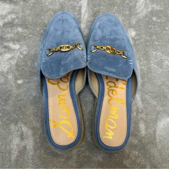 Sam Edelman Women’s Kira Blue & Gold Stone Suede Mule Size 9 M Slide On Shoes - Picture 4 of 16